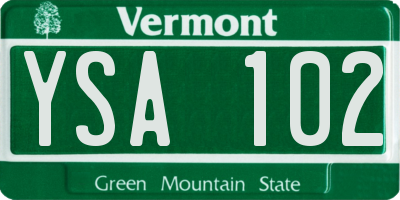 VT license plate YSA102