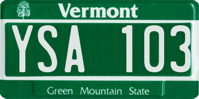VT license plate YSA103