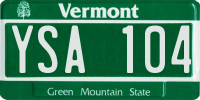 VT license plate YSA104