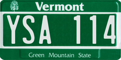 VT license plate YSA114