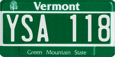 VT license plate YSA118