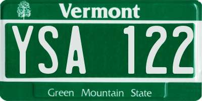 VT license plate YSA122