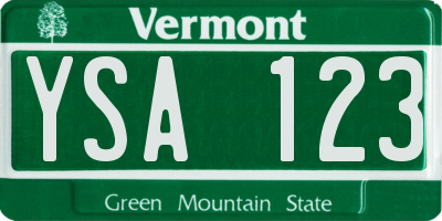 VT license plate YSA123