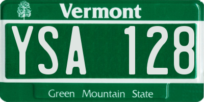 VT license plate YSA128