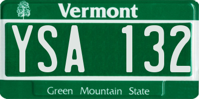 VT license plate YSA132