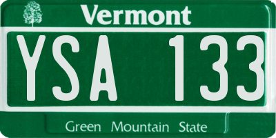 VT license plate YSA133
