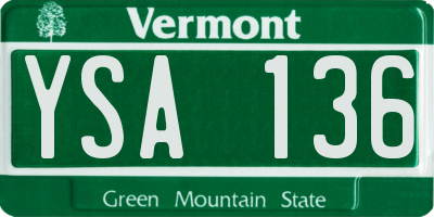 VT license plate YSA136