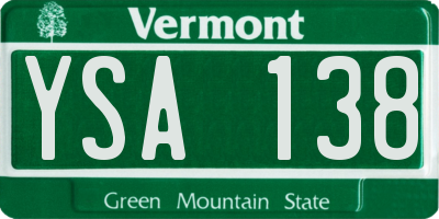 VT license plate YSA138