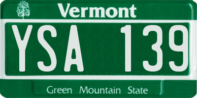 VT license plate YSA139
