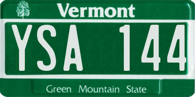 VT license plate YSA144