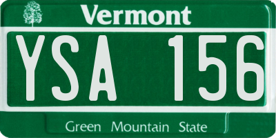 VT license plate YSA156