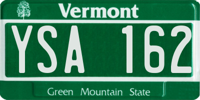 VT license plate YSA162