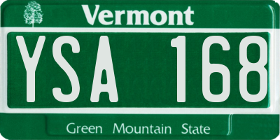 VT license plate YSA168