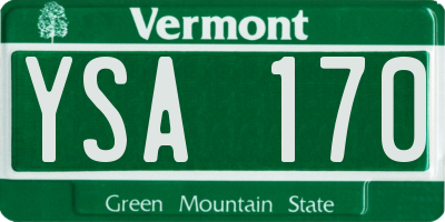 VT license plate YSA170