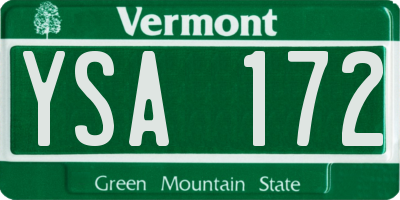 VT license plate YSA172