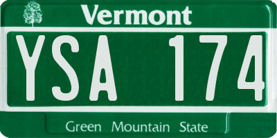 VT license plate YSA174