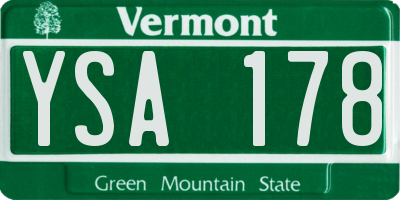 VT license plate YSA178