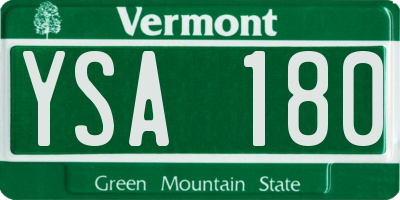 VT license plate YSA180