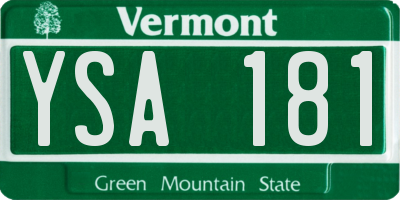 VT license plate YSA181