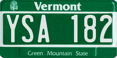 VT license plate YSA182