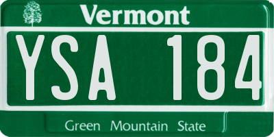VT license plate YSA184