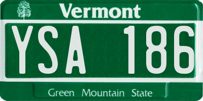 VT license plate YSA186