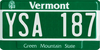 VT license plate YSA187