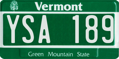 VT license plate YSA189
