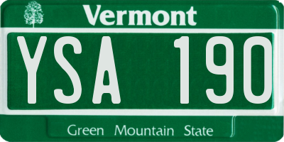 VT license plate YSA190