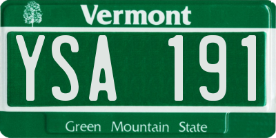 VT license plate YSA191
