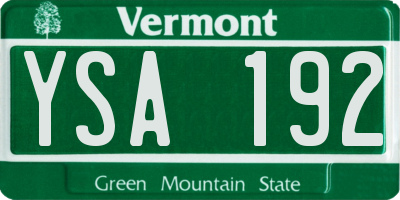 VT license plate YSA192