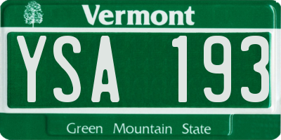 VT license plate YSA193