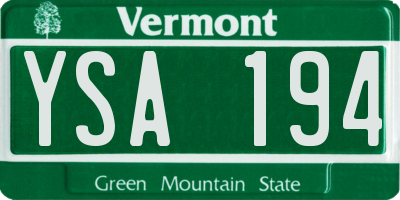 VT license plate YSA194