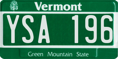 VT license plate YSA196
