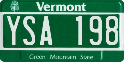 VT license plate YSA198