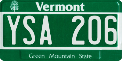 VT license plate YSA206