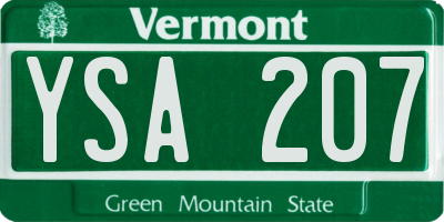 VT license plate YSA207