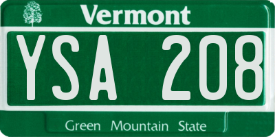 VT license plate YSA208