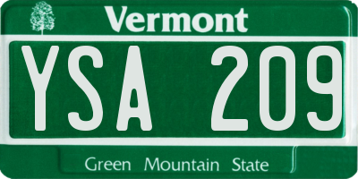 VT license plate YSA209