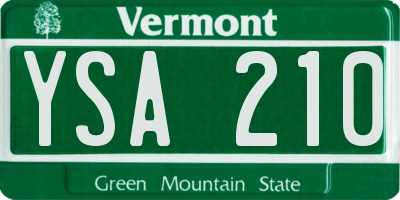 VT license plate YSA210