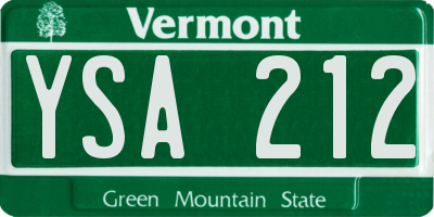 VT license plate YSA212