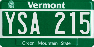VT license plate YSA215