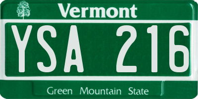 VT license plate YSA216