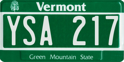 VT license plate YSA217