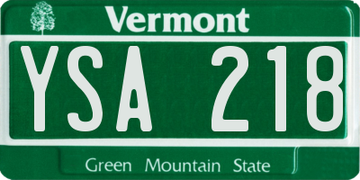 VT license plate YSA218