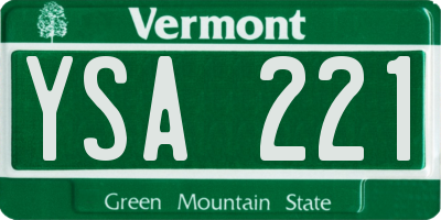 VT license plate YSA221