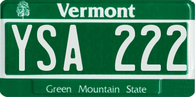 VT license plate YSA222