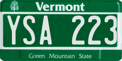 VT license plate YSA223
