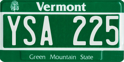 VT license plate YSA225