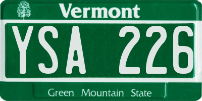 VT license plate YSA226